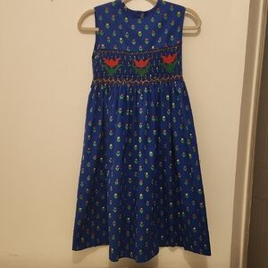 Source Unknown Blue Dress with Floral Accents Size 10